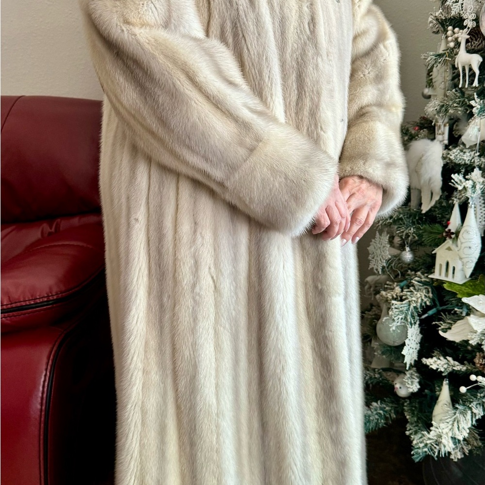 Beautiful White Full Length Ranch Mink Coat from Lord and Taylor.